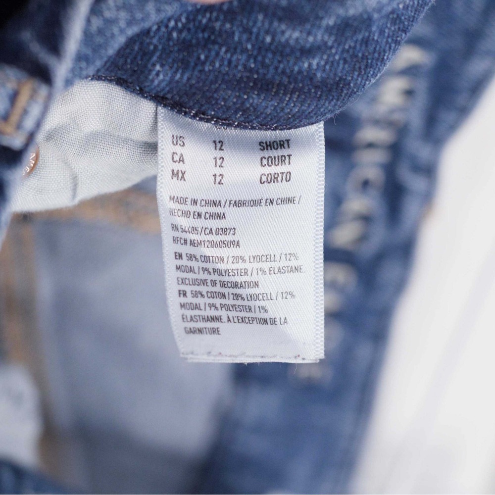 AMERICAN EAGLE Curvy Super High-Rise Baggy Wide Leg Jeans Medium Wash 12 Short - Picture 10 of 10